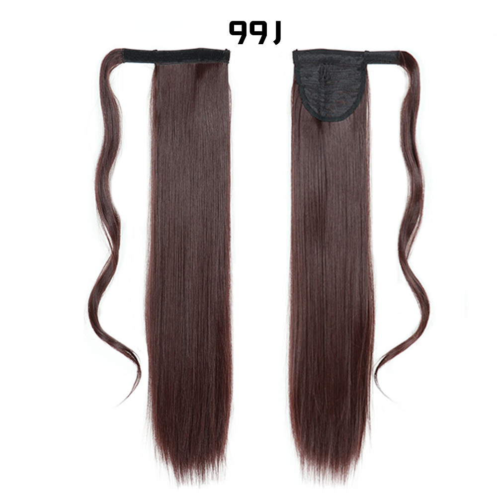 European And American Long Straight Hair Velcro Ponytail photo 5