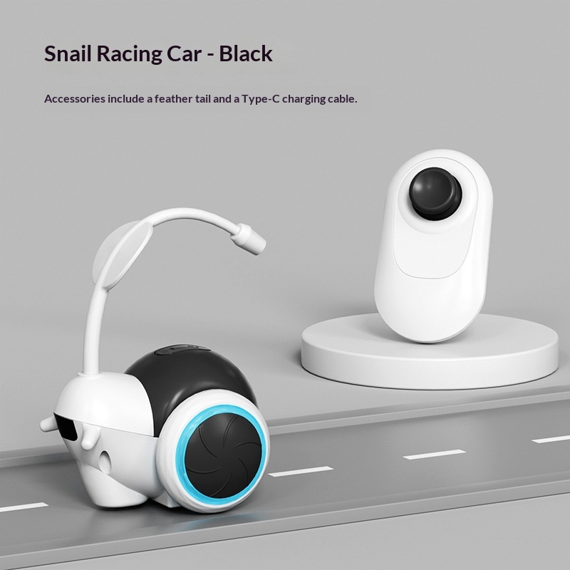 Cat Toy Self-Entertainment Teaser Stick, Smart Cat Toy, Electric Snail Racing Car, Lazy Cat Teaser Stick With Feathers photo 3