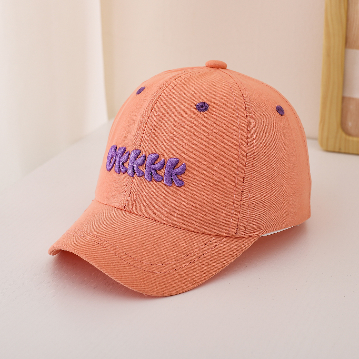 Children's Single-color Three-dimensional Letter Embroidered Adjustable Simple And Fashionable Baseball Cap Suitable For Outdoor Sports And Travel photo 6