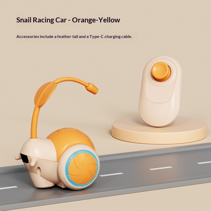 Cat Toy Self-Entertainment Teaser Stick, Smart Cat Toy, Electric Snail Racing Car, Lazy Cat Teaser Stick With Feathers photo 2