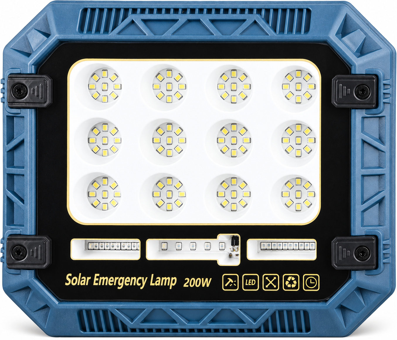 Solar Powered Rechargeable Battery Display 18650 W8112 2 Red Blue Warning LED Flood Light SMD photo 1