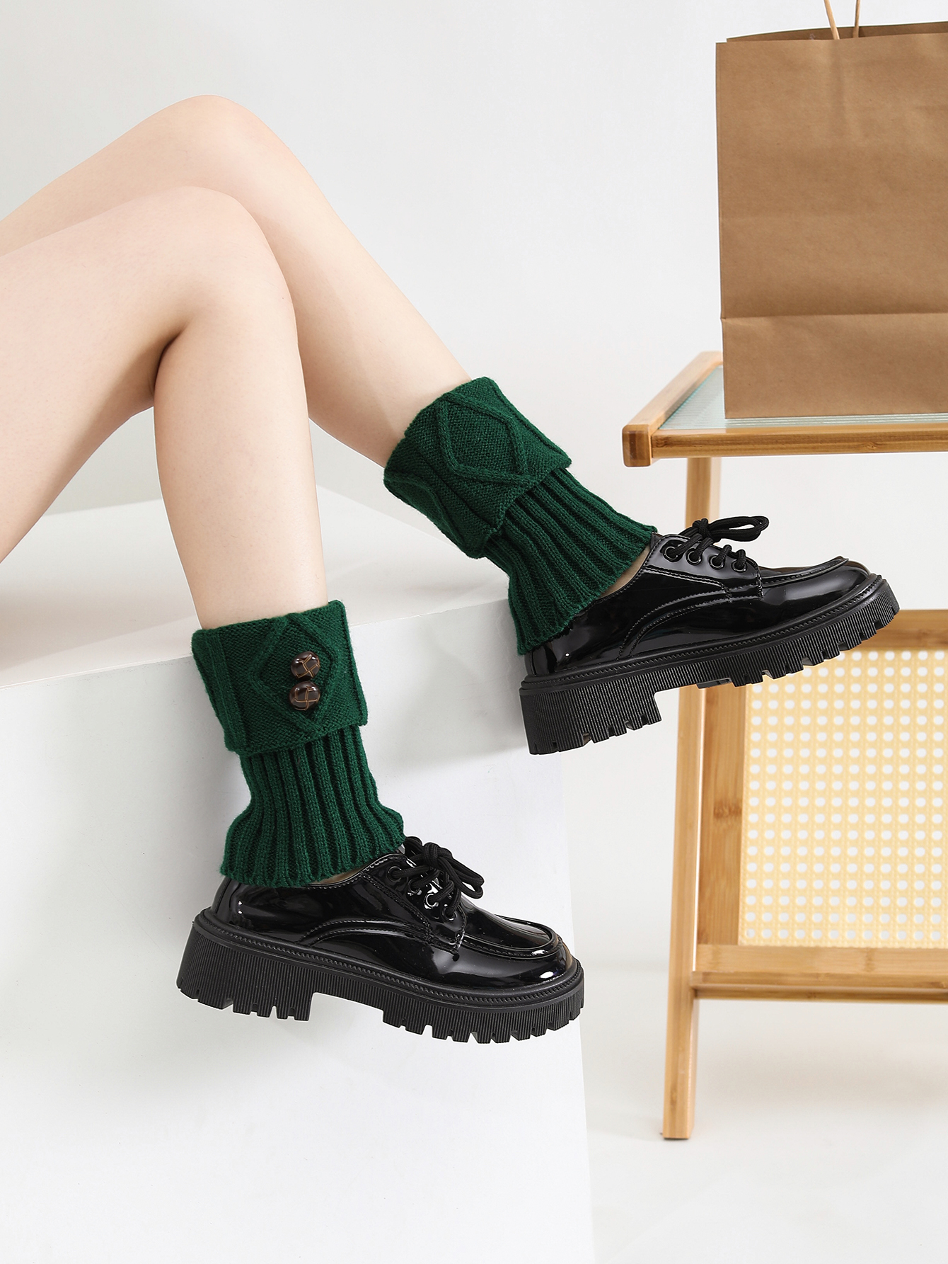 Women Winter Warm Crochet Knit Short Leg Warmer Short Boot Cuffs Socks Ladies Middle Tube Leg Warmer Socks photo 4