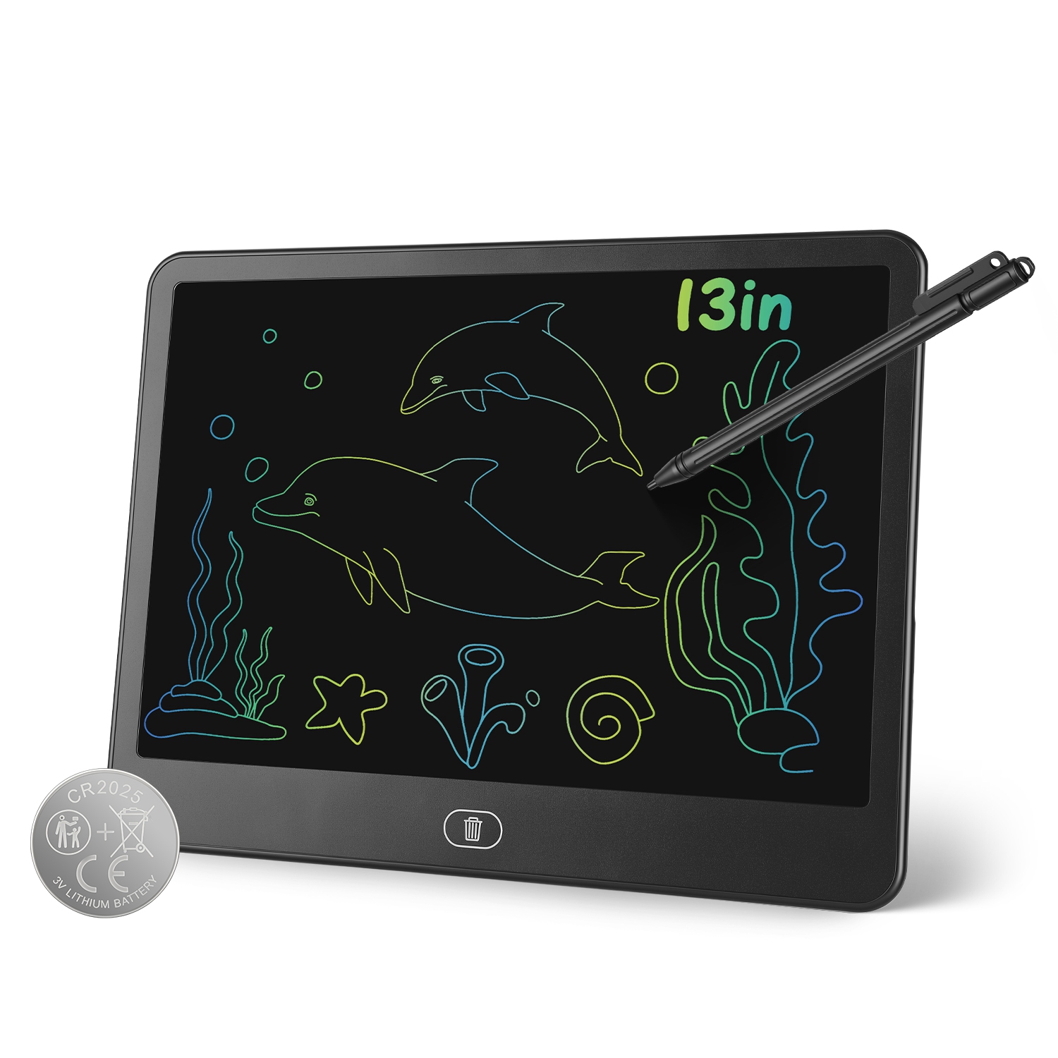 LCD Writing Tablet For Kids, Reusable Doodle Board With Stylus & Lock Function, One-Touch Erase Drawing Pad For Boys Girls Toddler Travel Learning Toys photo 3