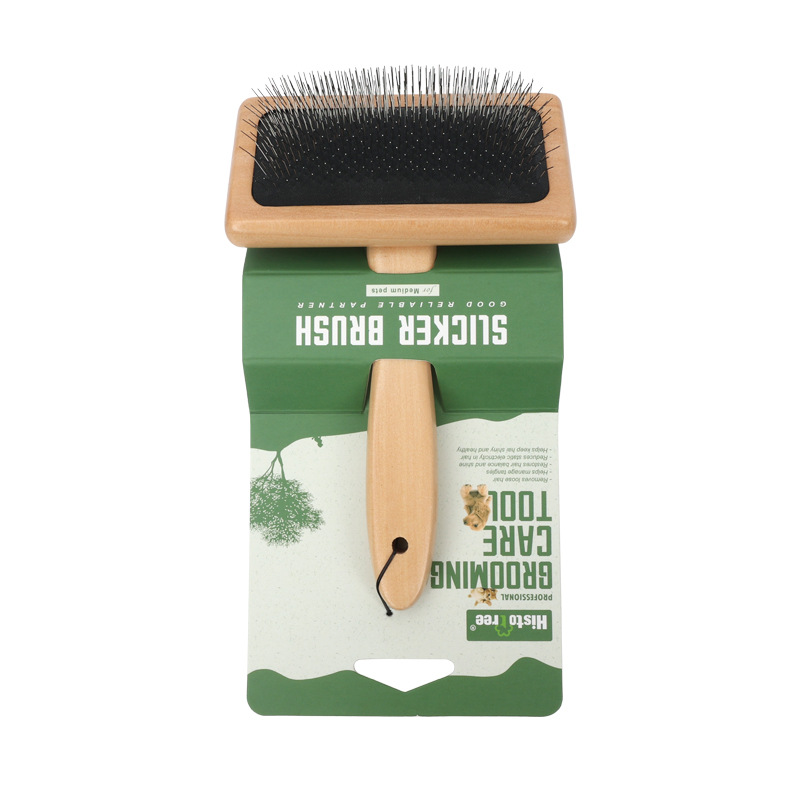 Dog & Cat Brush, Pet Slicker Brush With Bamboo Handle For Large Medium & Short Hair Elegant Grooming Comb For Removing Shedding, Tangles And Dirt photo 4