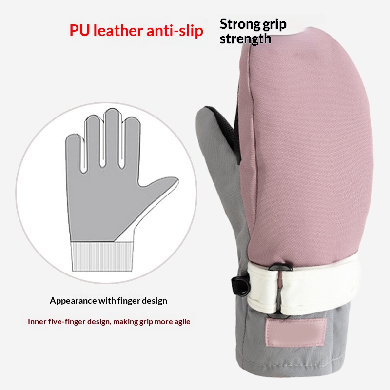 Children's Ski Gloves, Snowboard Gloves, Waterproof, Full-Finger, Five-Finger Liner, Wrist Protection, Warm, Fleece-Lined, Outdoor Professional photo 2