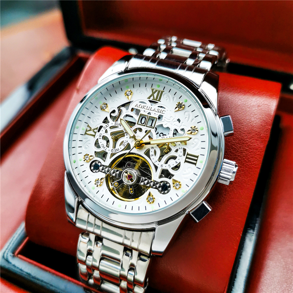 New Mens Large-rotor Skeleton Automatic Mechanical Watch photo 6