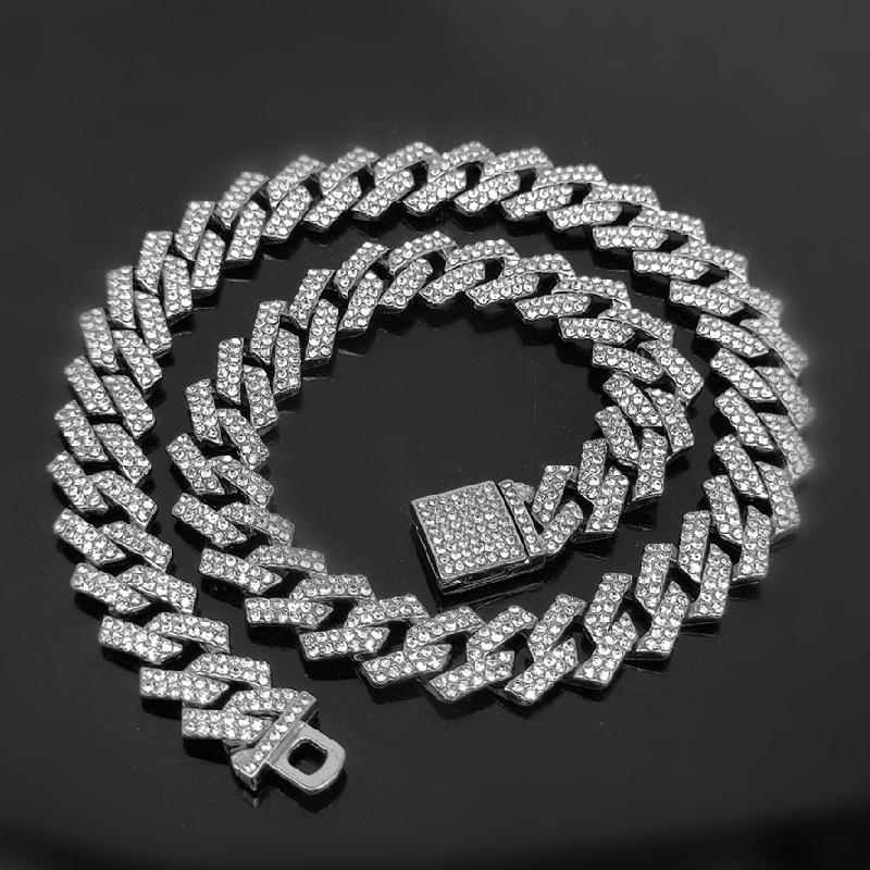 Flip-top, Fully Diamond-encrusted Two-tone Color-blocked Rhombus Necklace photo 5