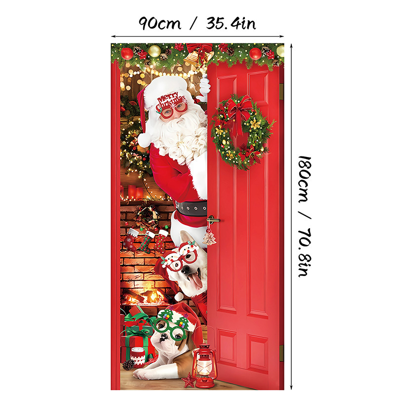 Christmas-themed Scene Decoration Backdrop Door Curtain photo 7