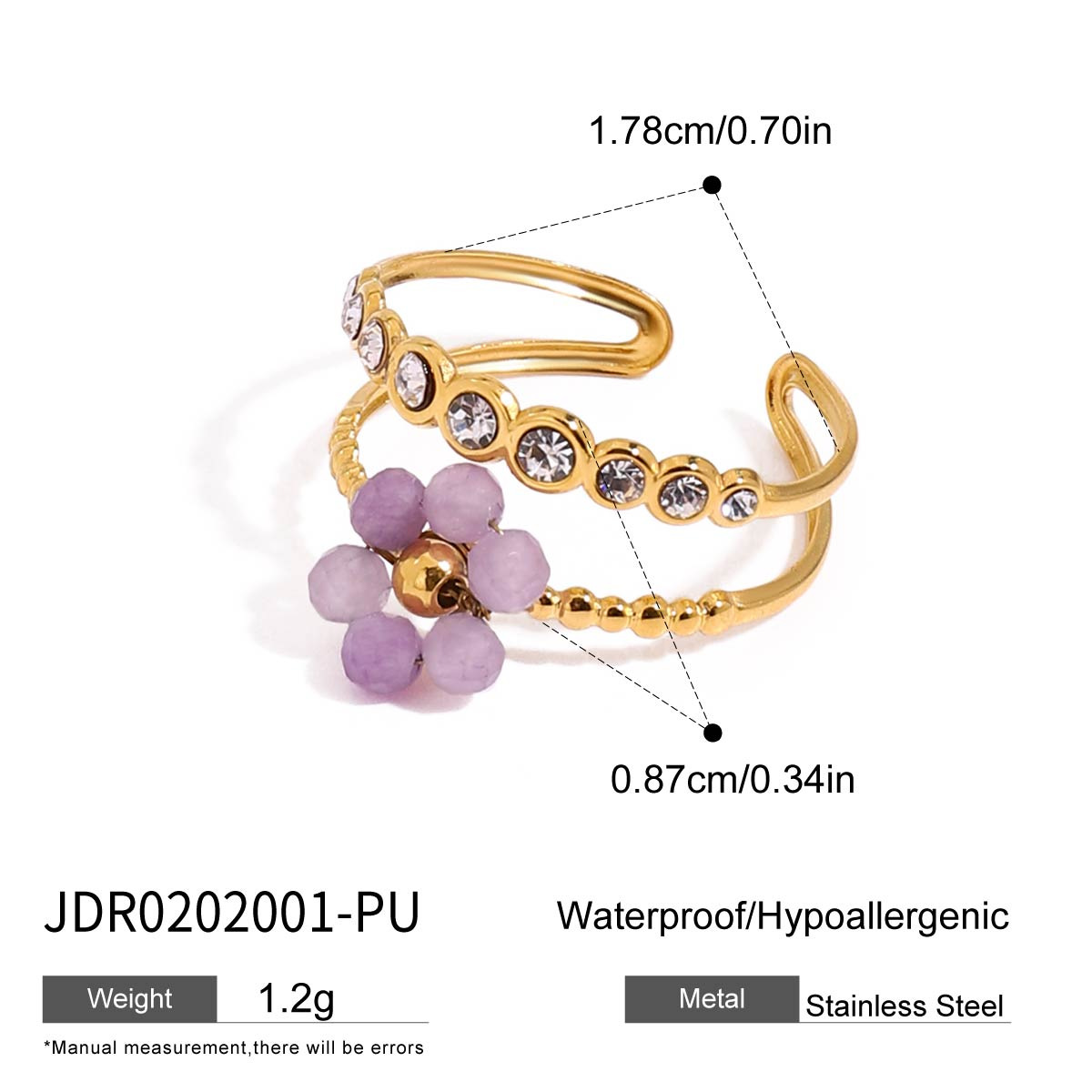 Stainless Steel Colorful Natural Stone Mitten-type Bracelet photo 3