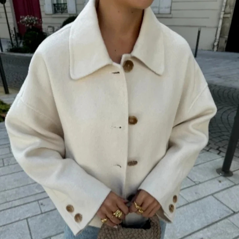 Women's Short Notched-collar Wool Coat photo 1