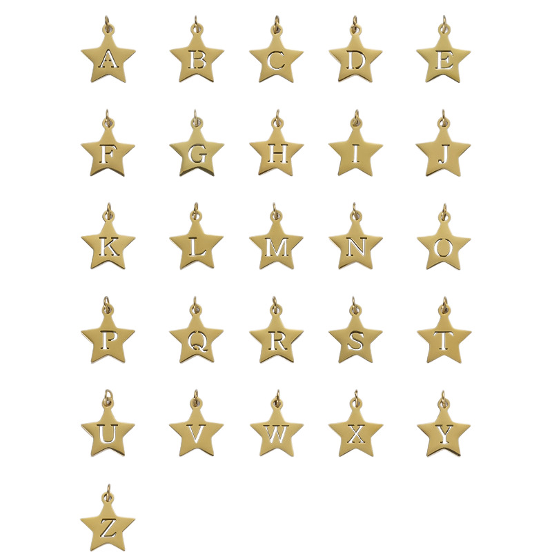 Titanium Steel Bracelet And Necklace Accessories 26-letter 18K Jewelry Pendants photo 5