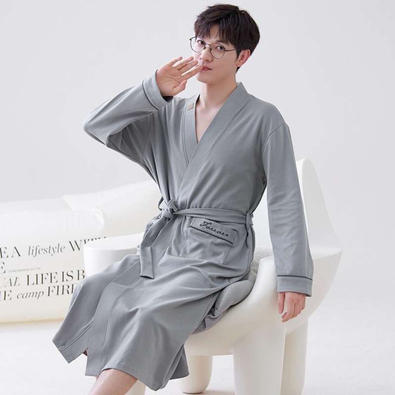 Long-sleeve Mens Home Wear Long And Thin Nightgown photo 1