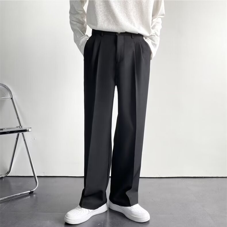 Loose-fitting Straight-leg Trousers Ice-silk White Suit Pants For Men photo 2