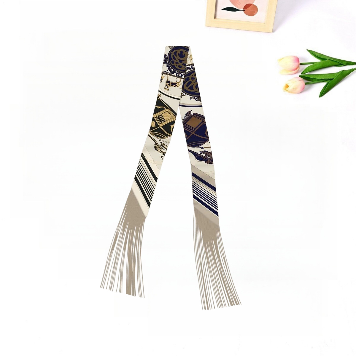 Korean-style Trendy Twill Silk Ribbon Scarf For Women photo 2