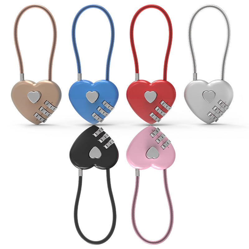 Peach Heart Long Wire Rope Love Lock photo 6