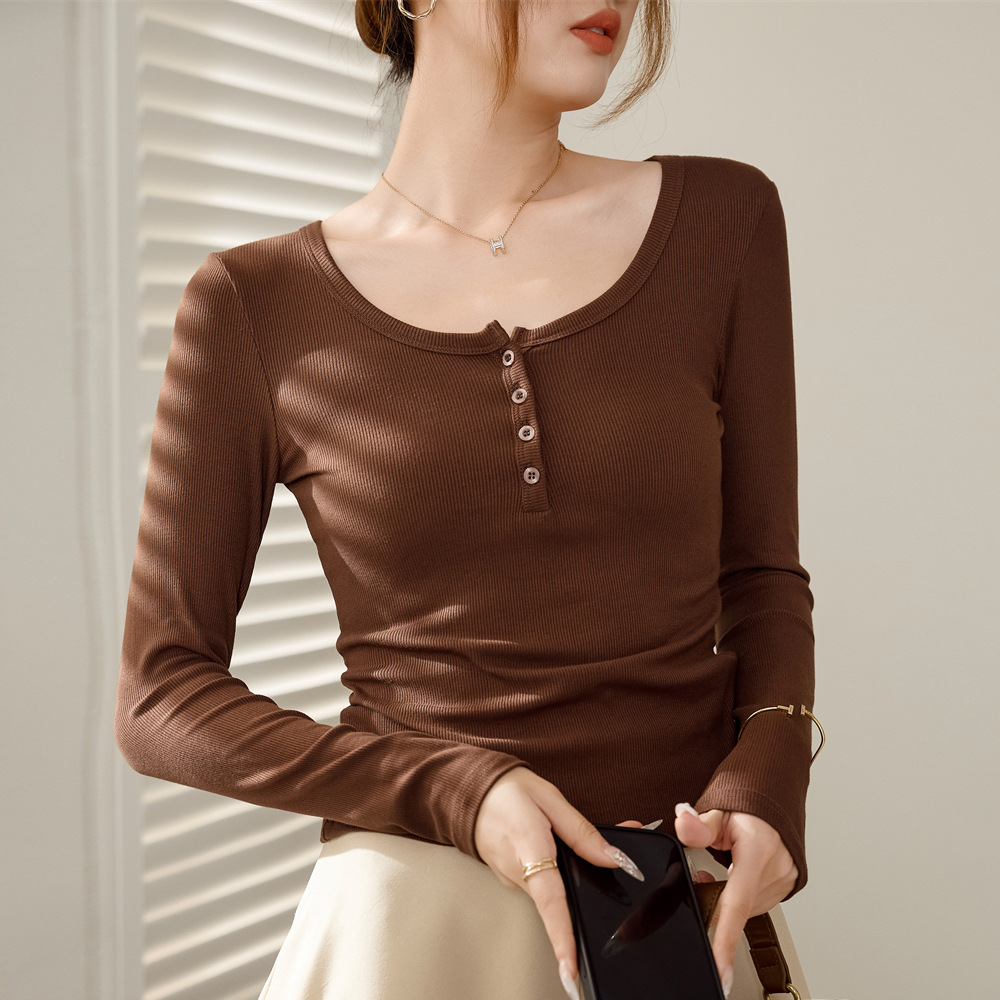 Autumnwinter Pure And Alluring Long-sleeve Slim-fit Bottoming Shirt photo 5