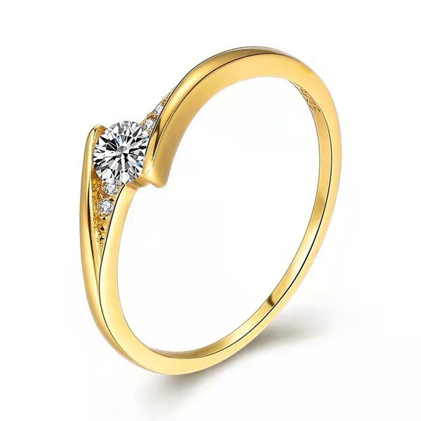 Mens Gold Alloy Round Engagement Ring photo 3