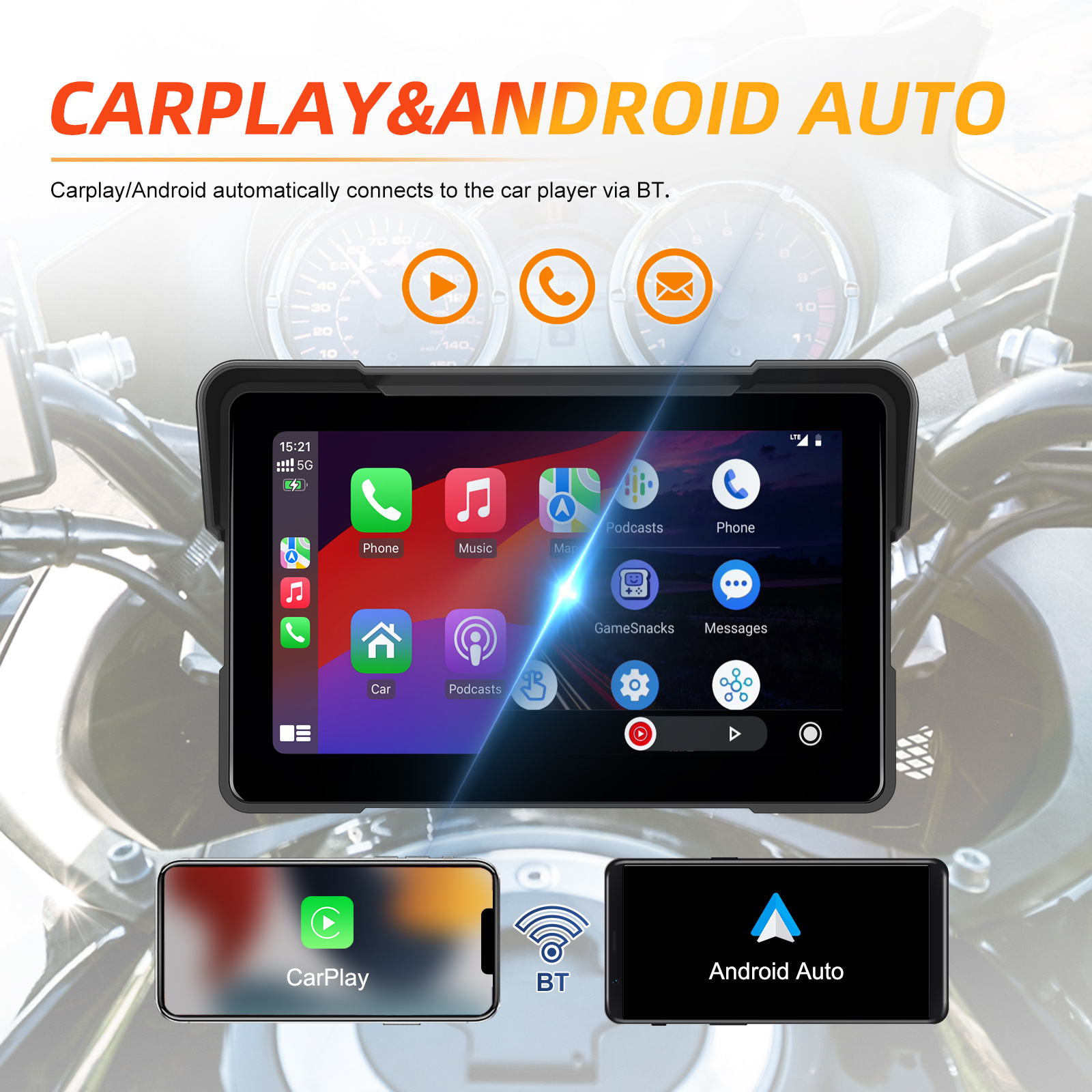 7-inch Motorcycle PND  CarPlay Compatible  No Recording Function photo 1