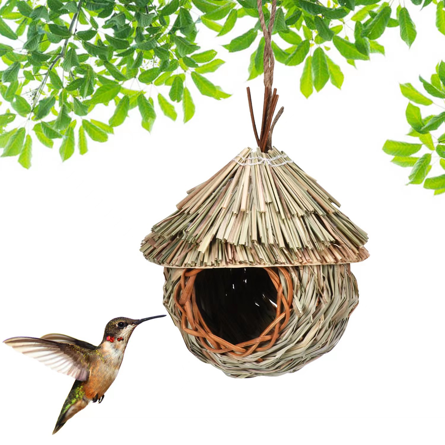 Creative Hanging Straw Bird Nest Manual Environment Layout photo 1