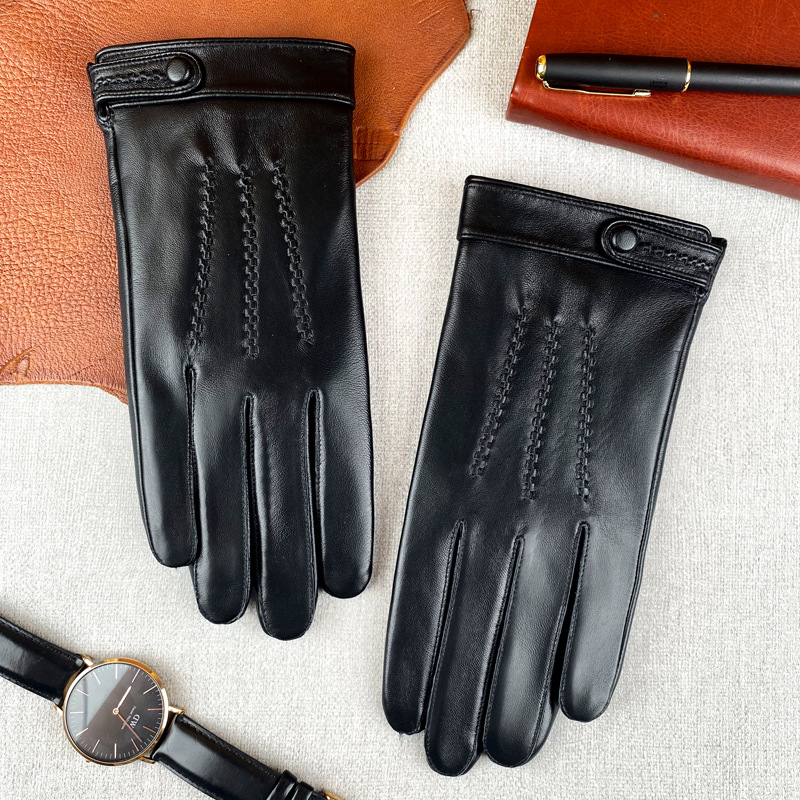 Men's Velvet-lined Leather Casual Gloves photo 2