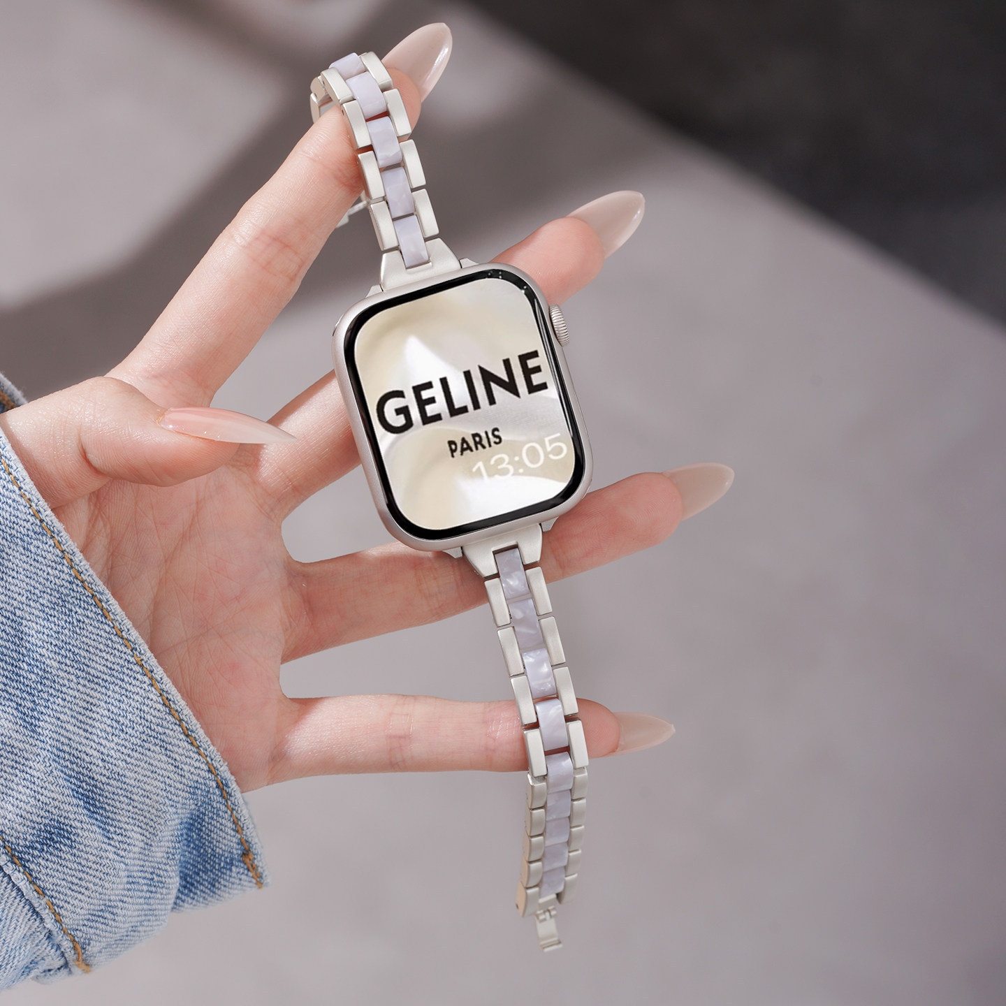 Three-bead Resin Strap Womens Metal Model photo 3