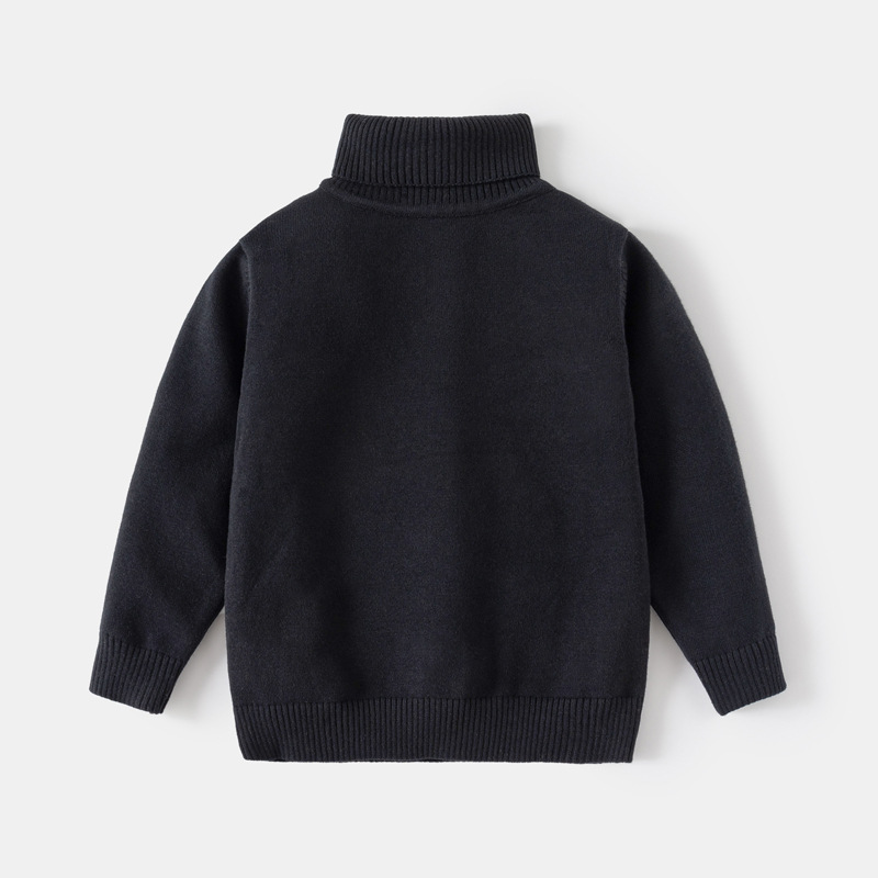 Girls And Boys Turtleneck Solid-color Sweaters photo 2