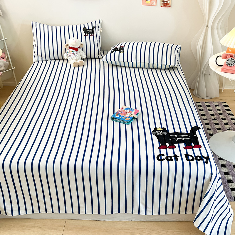 Cotton Coarse Cloth Cartoon Embroidered Bed Sheet photo 1