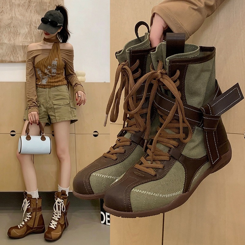 Women's High-top Denim Boots With A Thick Sole And Hidden Platform photo 1