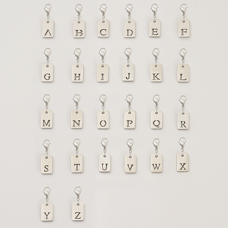 Titanium Steel Bracelet Necklace Square-Shape Accessories With 26 Letters Jewelry photo 2