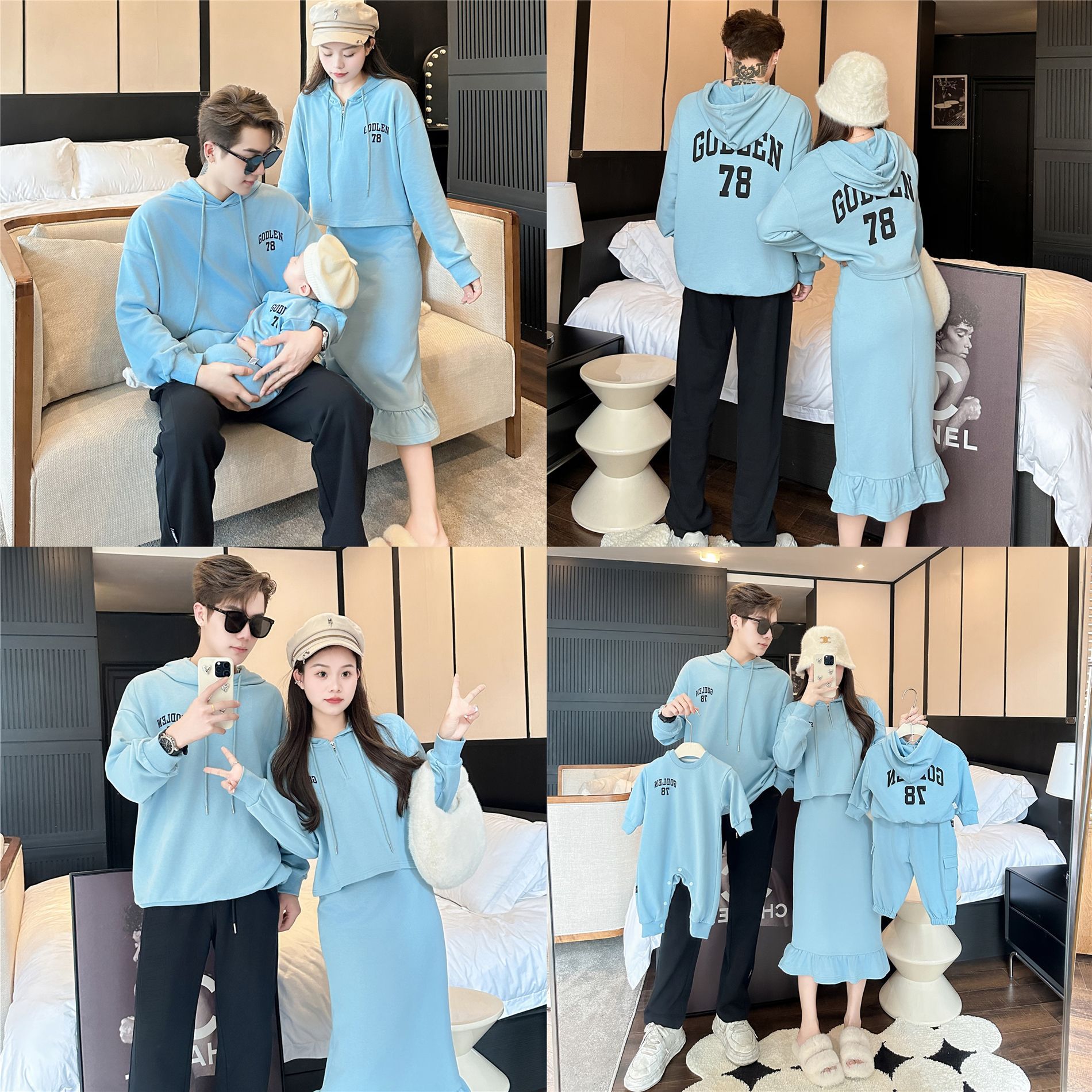 Mother-daughter Dresses Fall Outfits Family-of-three Sets photo 4