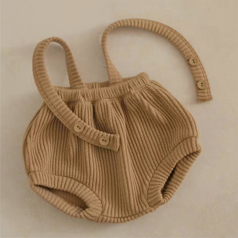 Baby Knitted Suspender Overalls, High-waisted Romper photo 3