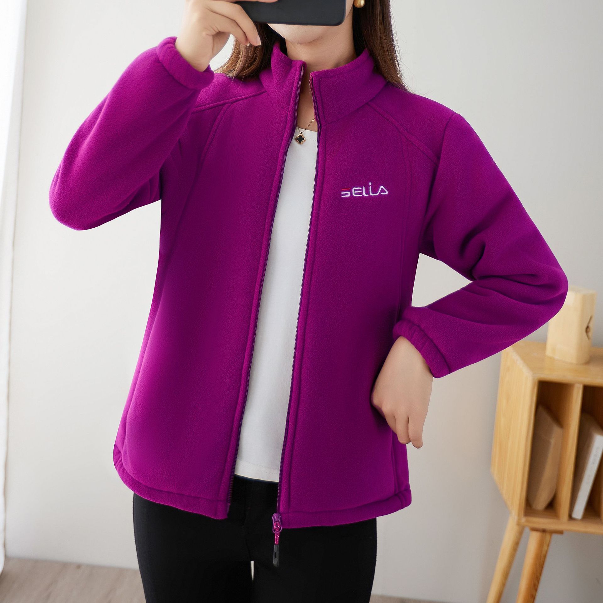 Women's Fleece-Lined Thickened Zip-Up Cardigan photo 7