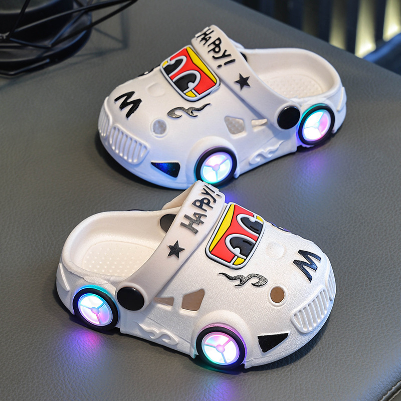 Childrens Car-Shaped Glowing Non-Slip Soft-Soled Slippers photo 2