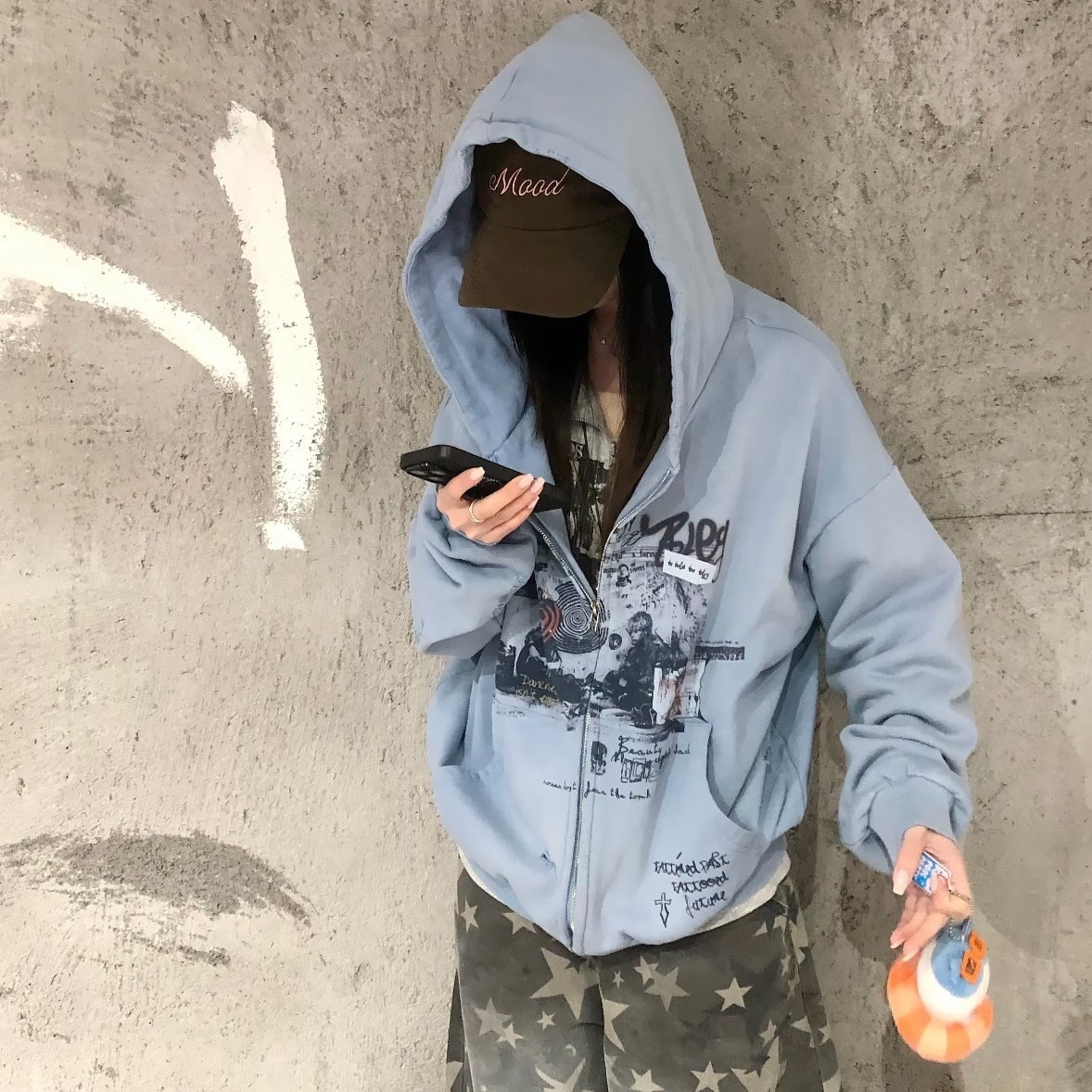 American-style Vintage Streetwear Distressed-design Hooded Sweatshirt photo 3