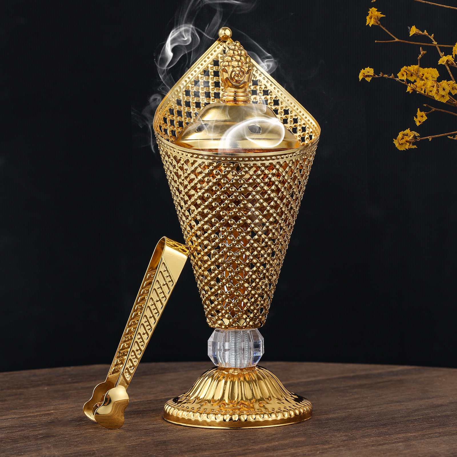 Golden Hollowed-Out Middle Eastern Incense Burner photo 7