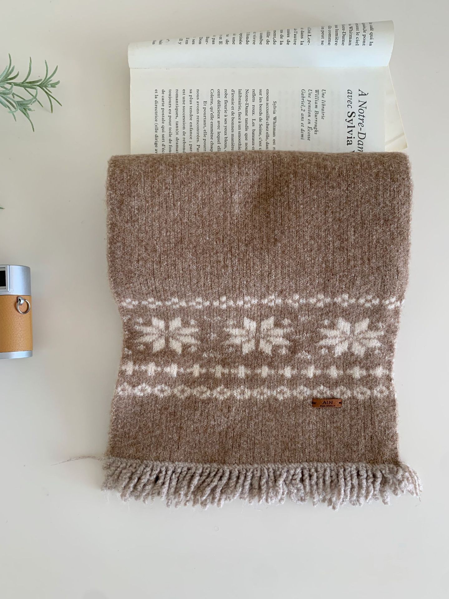 Fair Isle Wind-pattern Gray Knitted Scarf Couples Neck Warmer photo 2
