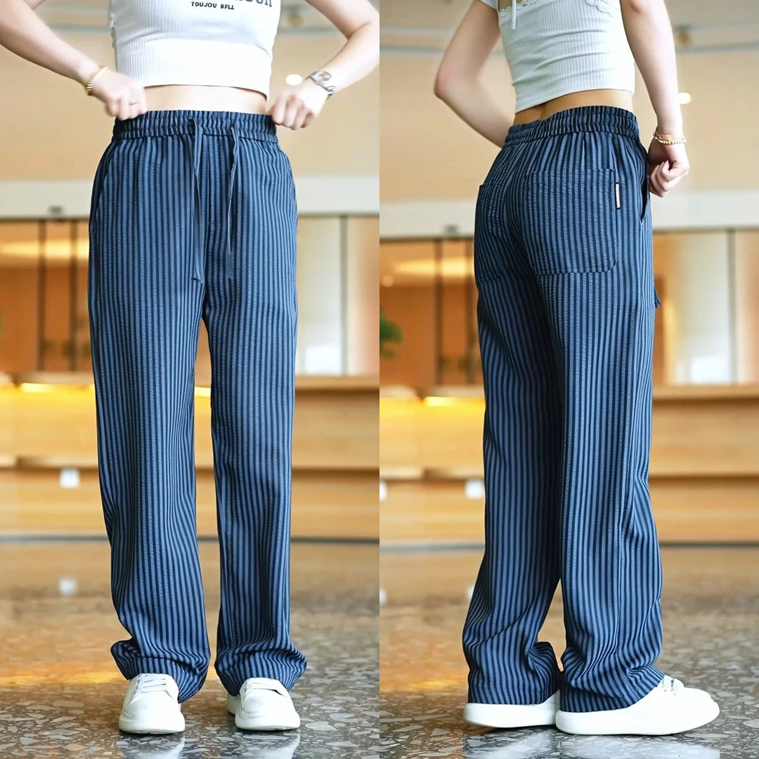 Versatile Relaxed-fit Niche Striped Casual Pants photo 6