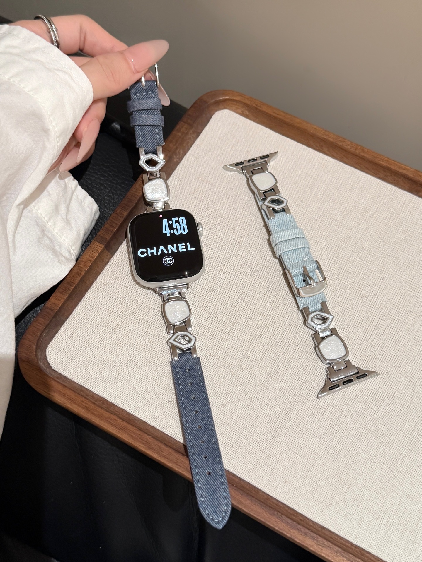 Fashionable Irregular Epoxy Denim Watch Strap photo 5