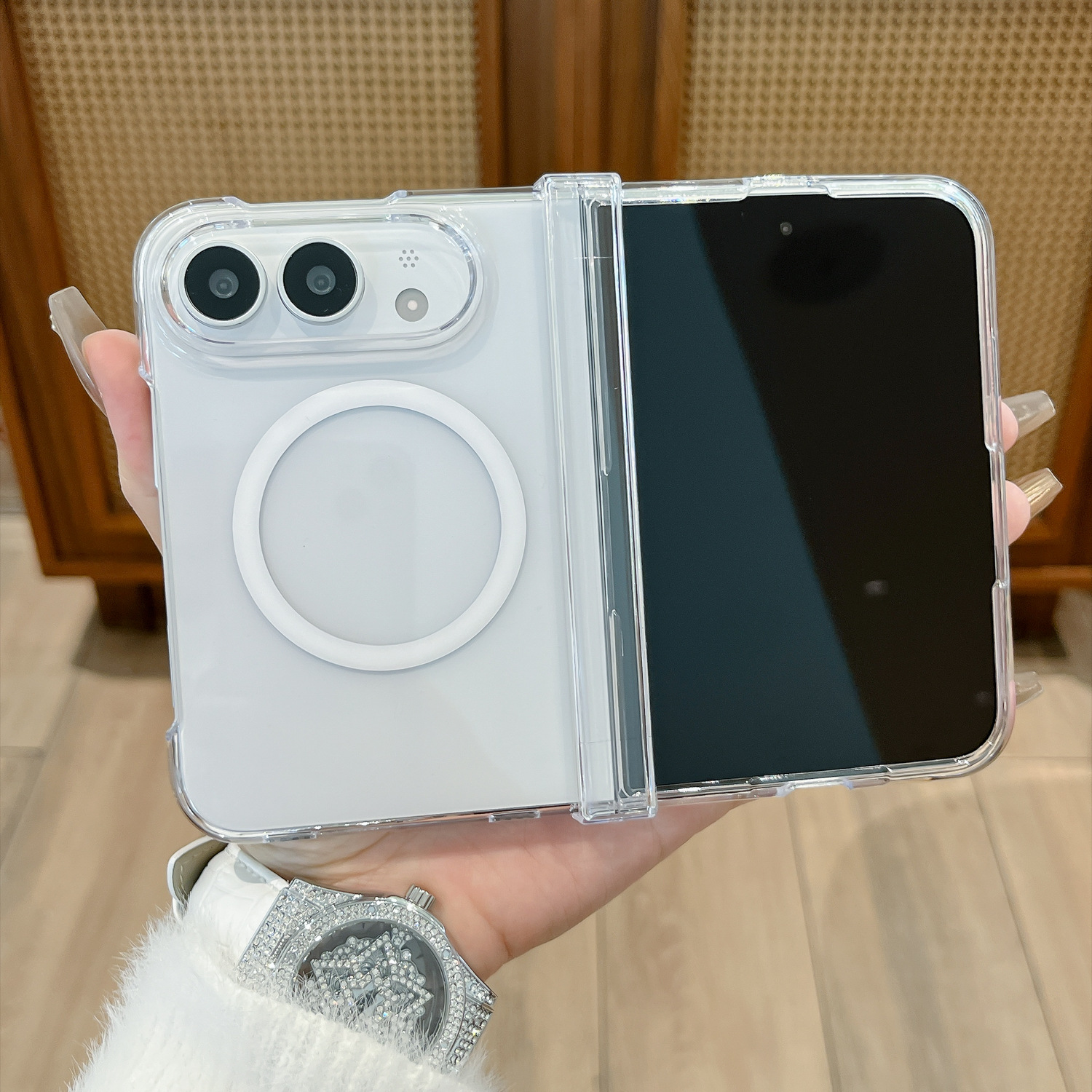 Transparent Magnetic Folding All-around Phone Case photo 2
