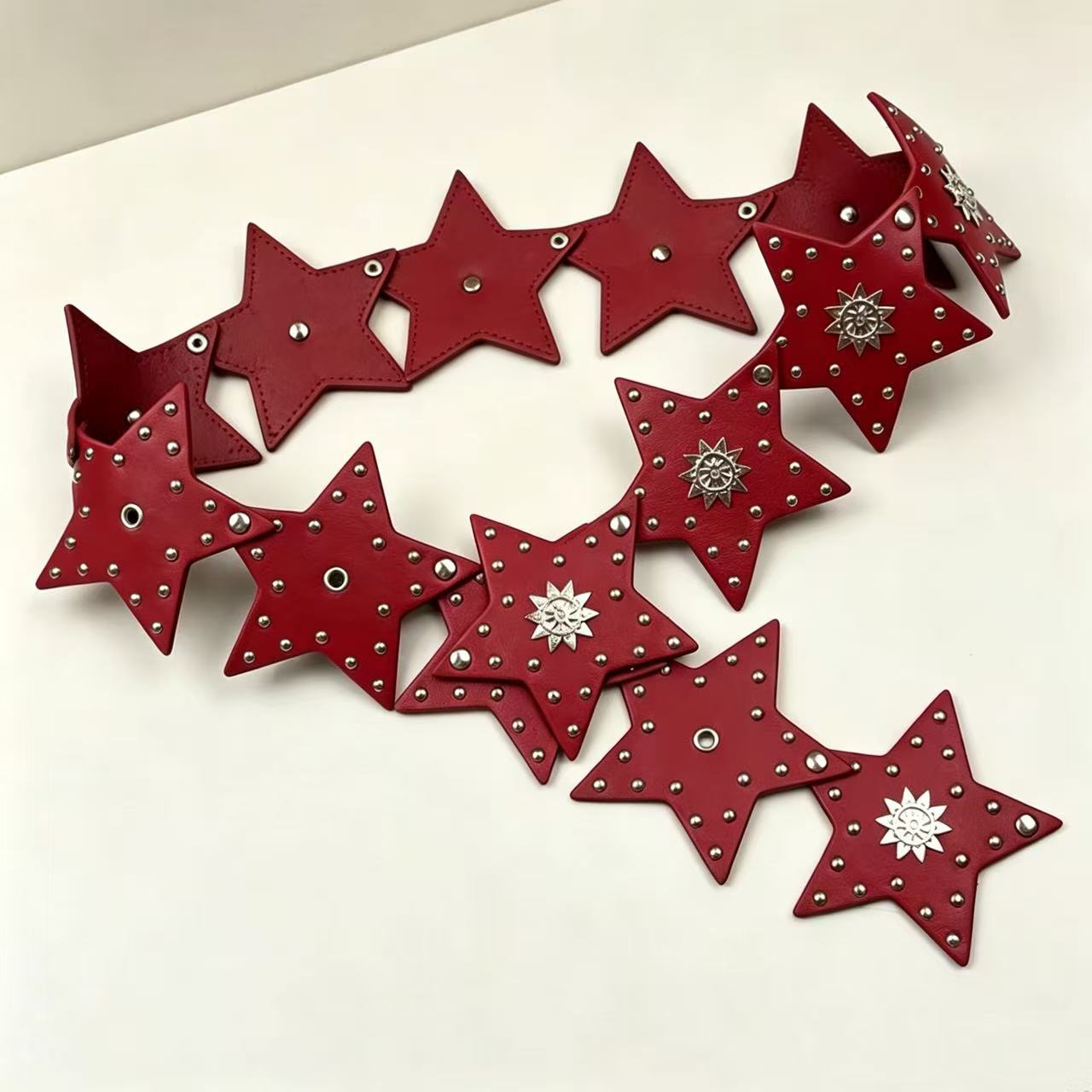 Punk Five-pointed Star Studded Belt Vintage Outfit photo 5