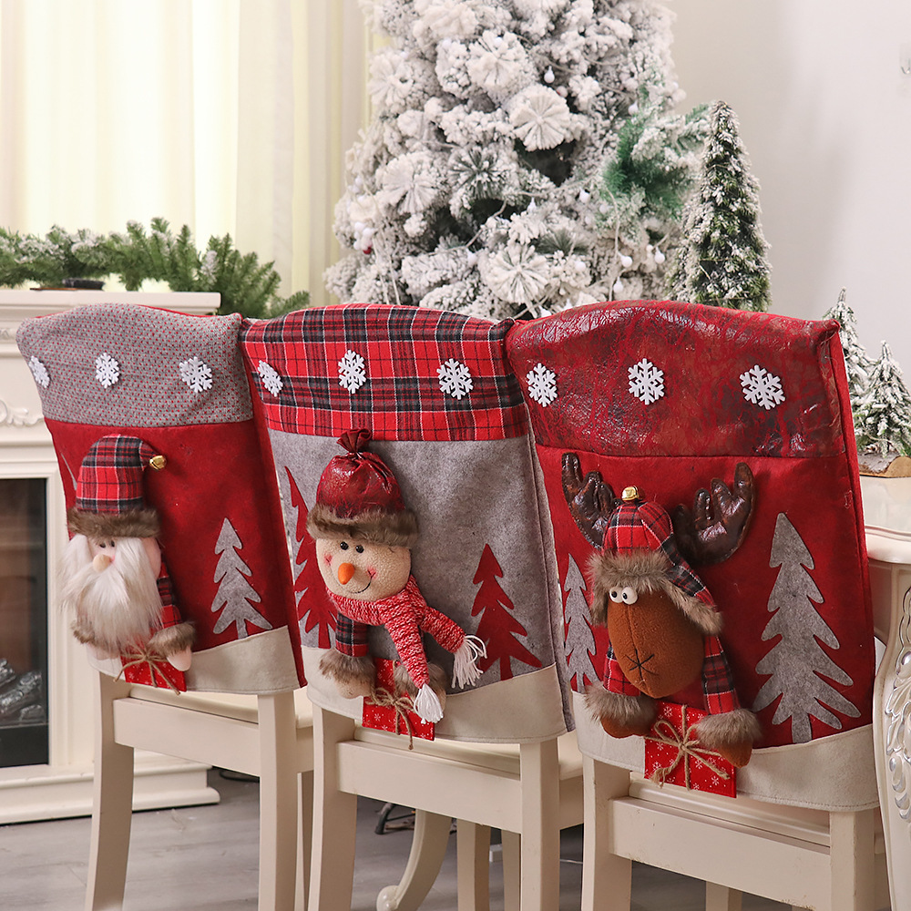 Decoration Three-dimensional Cartoon Chair Cover Santa Snowman photo 1