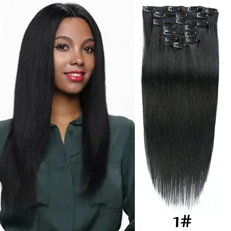Clip-in Hair Real Human Hair Seven-piece Set 14 Inches 70g Hair Extensions Wig photo 7