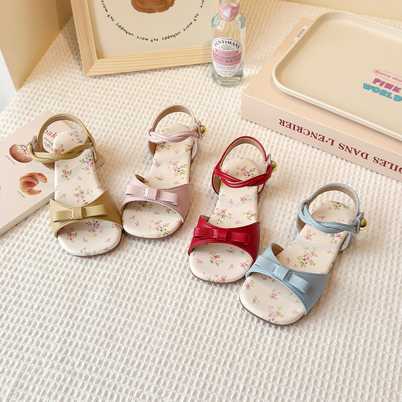 Summer New Korean-style Girls Princess Shoes With A Bow And A Strap Across The Foot photo 1