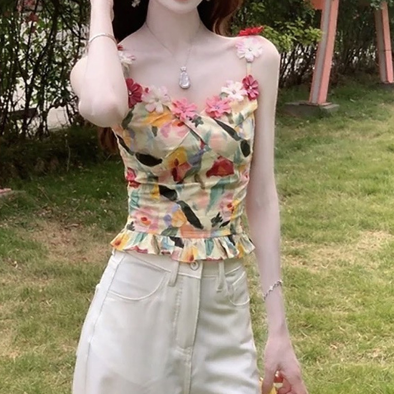 Flowery Maze Oil Painting Heavy-Duty Rhinestone Flower Top photo 2