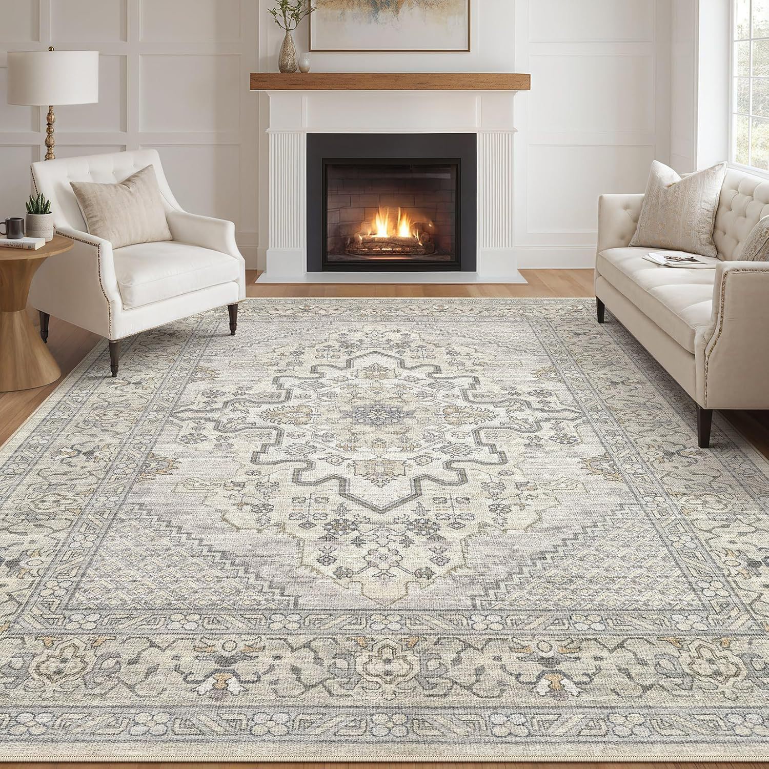 Persian-style Faux Cashmere Washable Floor Mat photo 6
