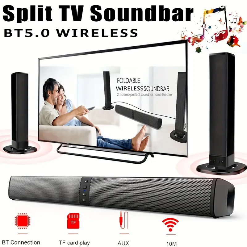 2-in-1 Soundbar For The Living Room Home Bluetooth Speaker With Built-in Soundbar photo 2
