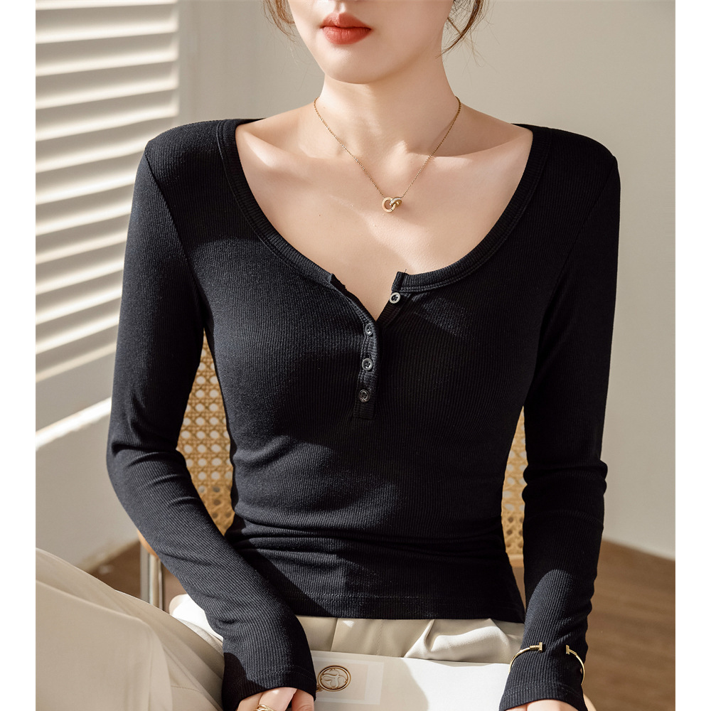 Autumnwinter Pure And Alluring Long-sleeve Slim-fit Bottoming Shirt photo 2