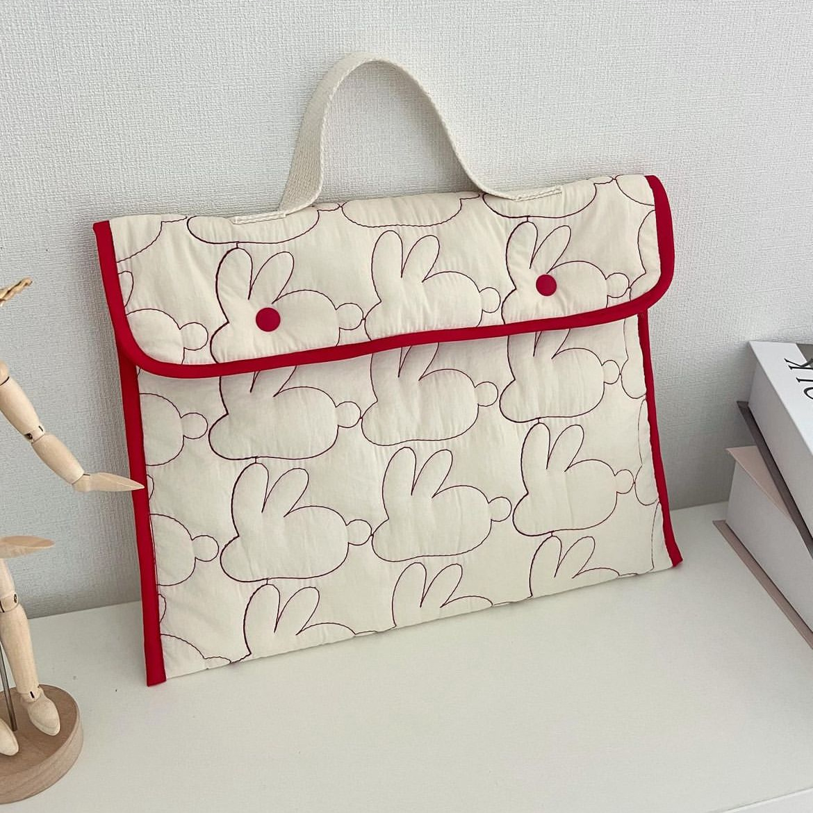 Embroidered Rabbit Pattern Portable Tablet Storage Bag photo 6