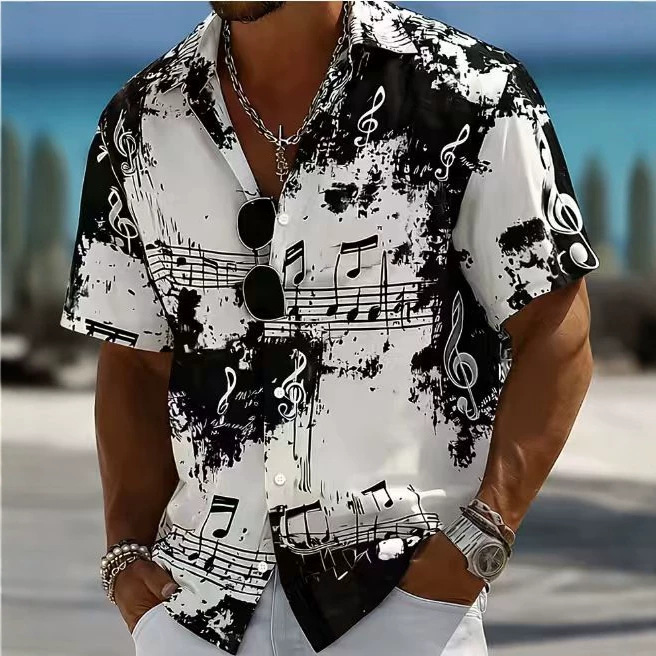 American-style Vintage Summer Ink-dye Tie-dye Print Short-sleeve Shirt photo 5