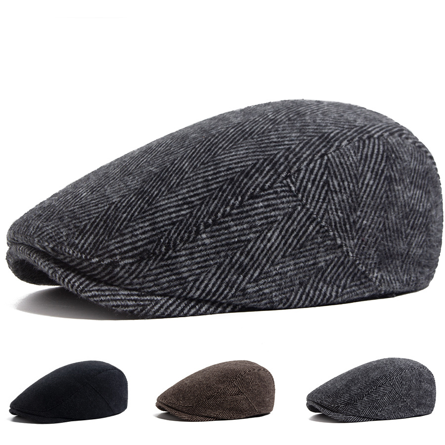 Beret Men's British Vintage Newsboy Casual Herringbone Forward Peaked Cap photo 4